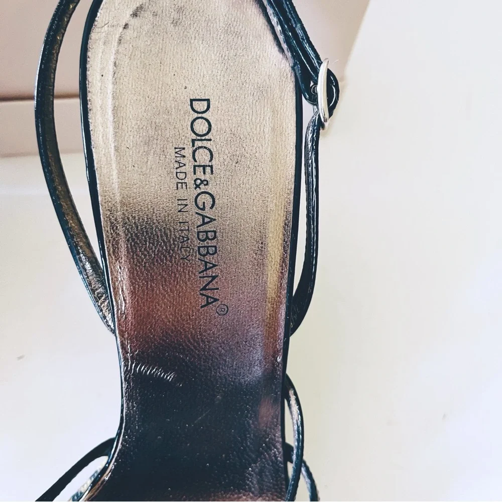 Dolce & Gabbana black and tan wedge sandals 7.5 - Picture 9 of 11